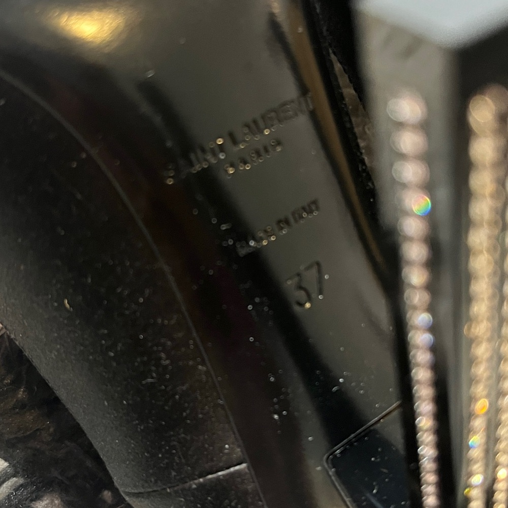 Saint Laurent size 37 silk black crystal embellished heels - Picture 10 of 13